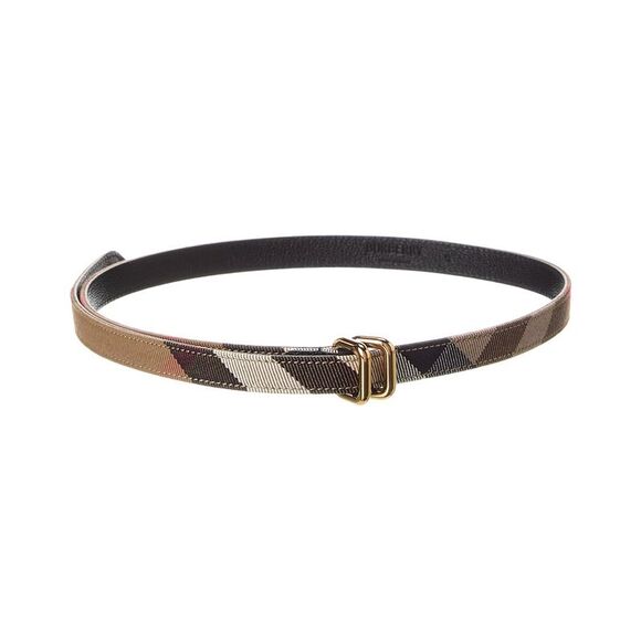 Burberry Reversible Check Canvas & Leather Belt, Black - Picture 1 of 3